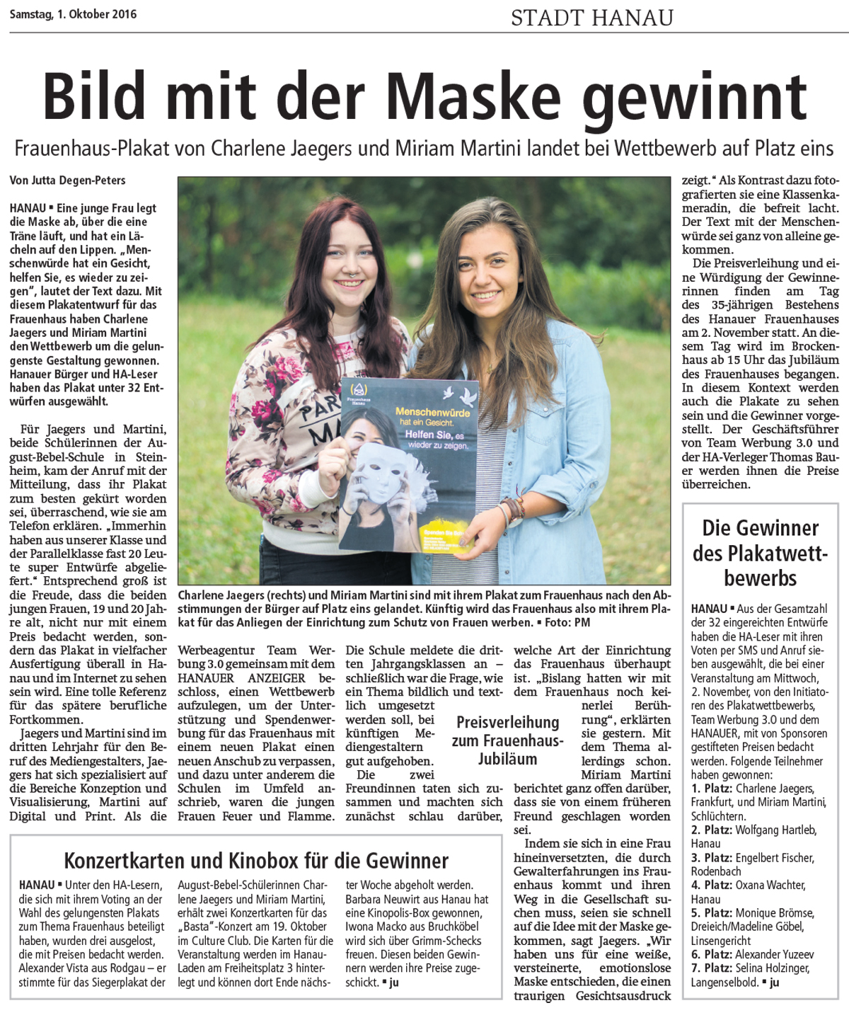 Hanauer Anzeiger Plakatwettbewerb 01.10.2016
