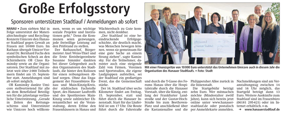 Hanau Post 01.06.2017 Stadtlauf 2017