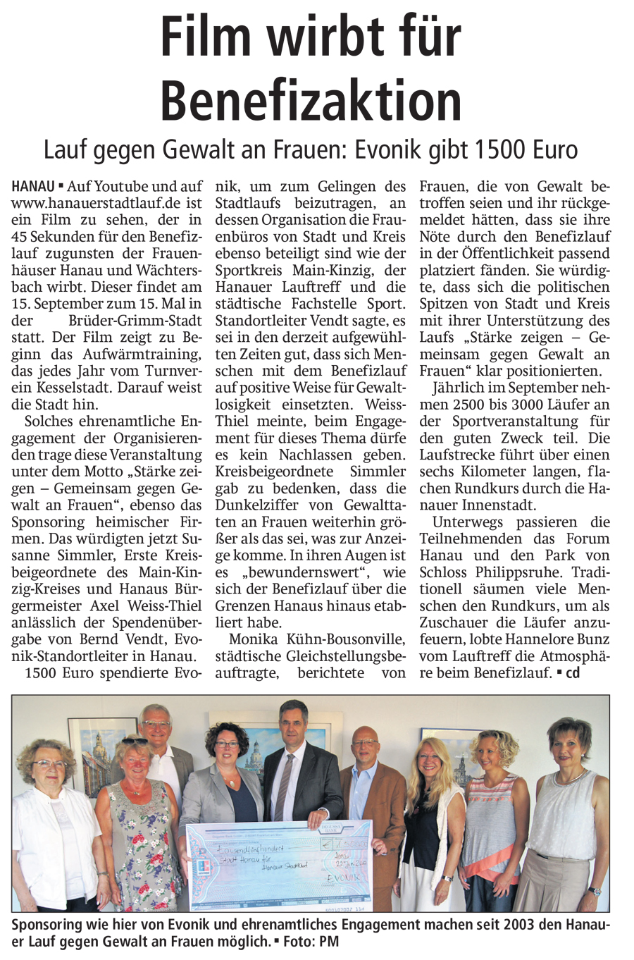 Hanauer Anzeiger Spende Evonik Stadtlau 10.07.2017