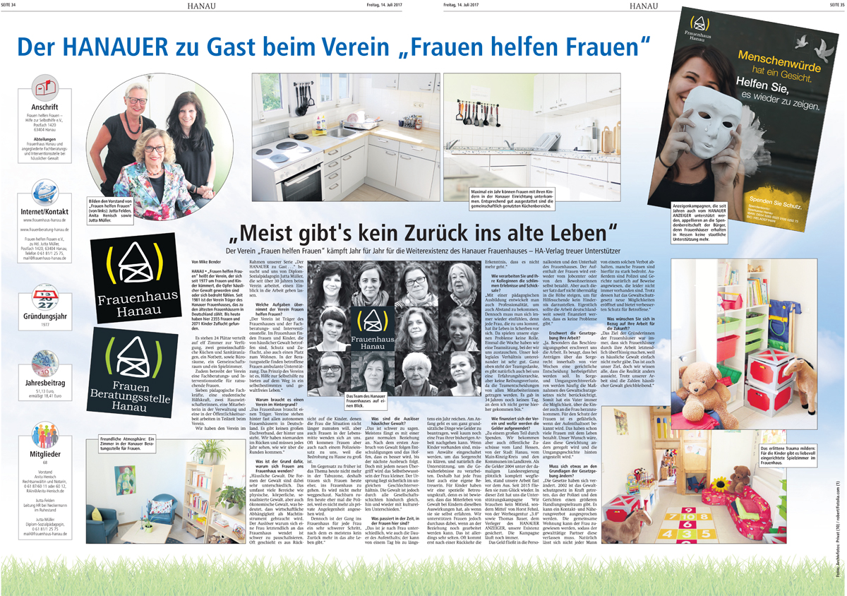 Hanauer Anzeiger Vorstellung Verein FhF 14.07.2017